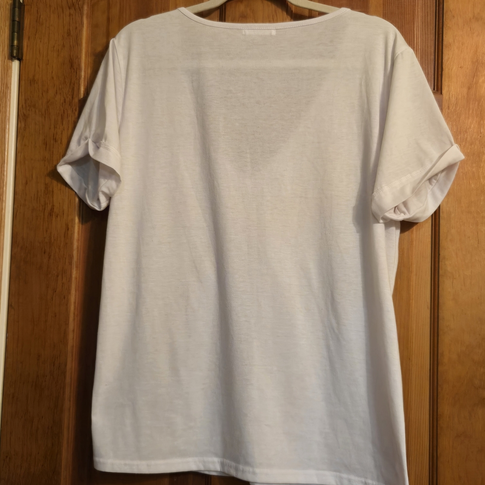 V-Neck Short Sleeve Tee Classic White XL - Picture 3 of 3